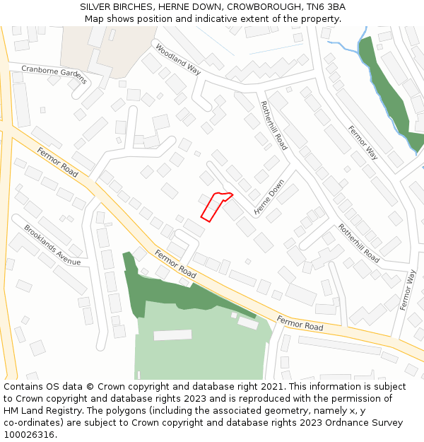 SILVER BIRCHES, HERNE DOWN, CROWBOROUGH, TN6 3BA: Location map and indicative extent of plot