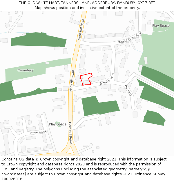 THE OLD WHITE HART, TANNERS LANE, ADDERBURY, BANBURY, OX17 3ET: Location map and indicative extent of plot