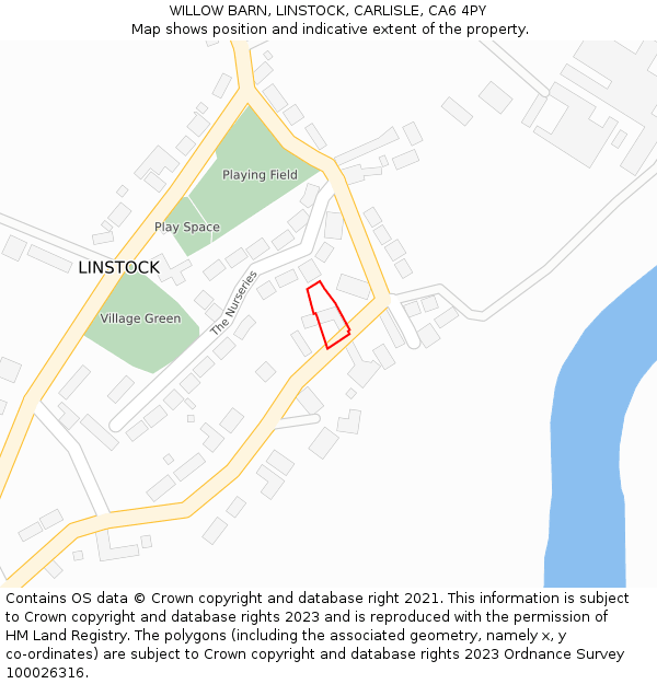 WILLOW BARN, LINSTOCK, CARLISLE, CA6 4PY: Location map and indicative extent of plot