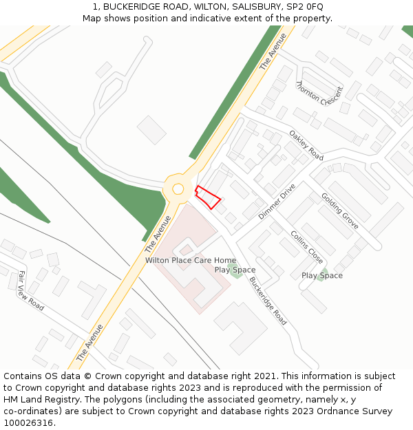 1, BUCKERIDGE ROAD, WILTON, SALISBURY, SP2 0FQ: Location map and indicative extent of plot