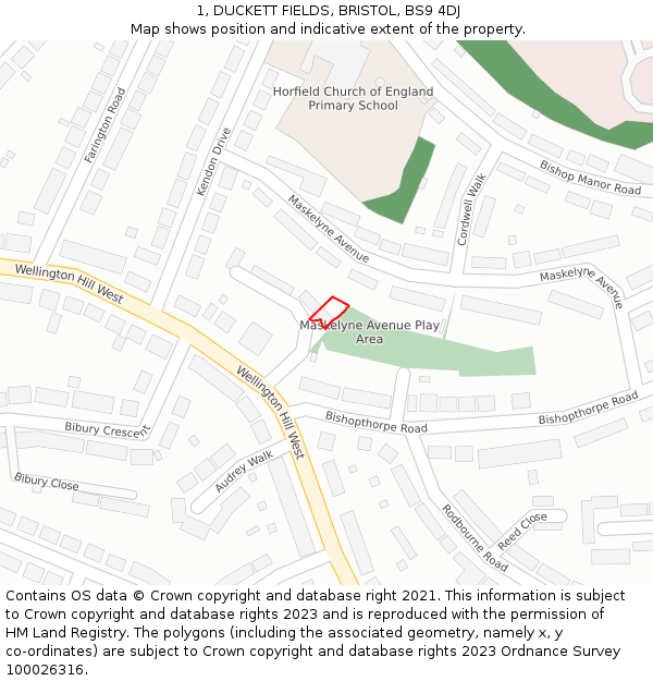 1, DUCKETT FIELDS, BRISTOL, BS9 4DJ: Location map and indicative extent of plot