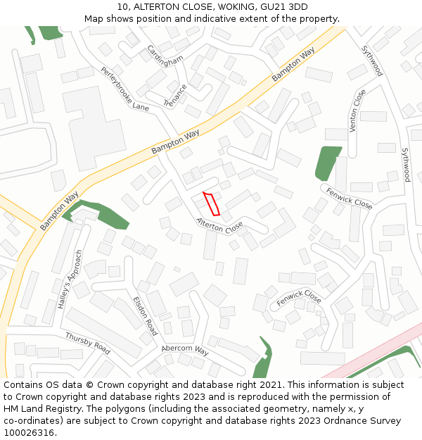 10, ALTERTON CLOSE, WOKING, GU21 3DD: Location map and indicative extent of plot