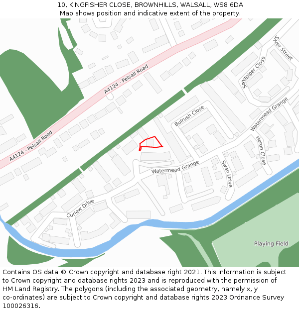 10, KINGFISHER CLOSE, BROWNHILLS, WALSALL, WS8 6DA: Location map and indicative extent of plot