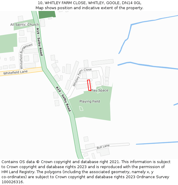10, WHITLEY FARM CLOSE, WHITLEY, GOOLE, DN14 0GL: Location map and indicative extent of plot