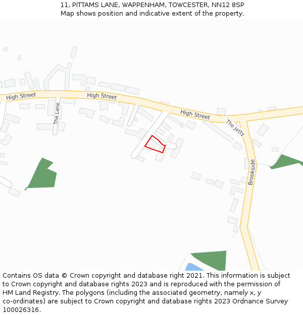 11, PITTAMS LANE, WAPPENHAM, TOWCESTER, NN12 8SP: Location map and indicative extent of plot