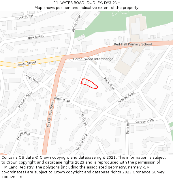 11, WATER ROAD, DUDLEY, DY3 2NH: Location map and indicative extent of plot