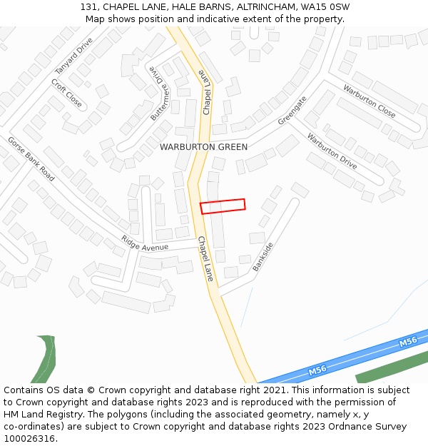131, CHAPEL LANE, HALE BARNS, ALTRINCHAM, WA15 0SW: Location map and indicative extent of plot