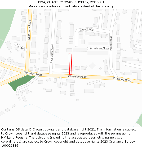 132A, CHASELEY ROAD, RUGELEY, WS15 2LH: Location map and indicative extent of plot