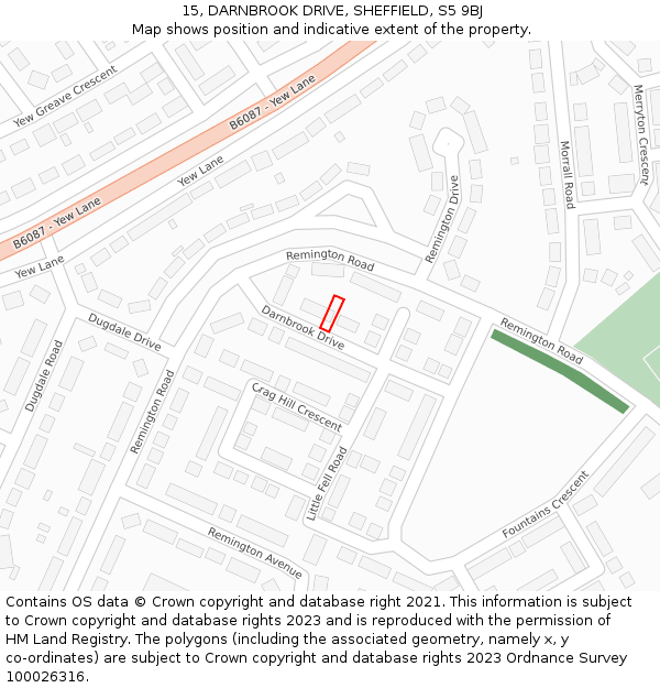 15, DARNBROOK DRIVE, SHEFFIELD, S5 9BJ: Location map and indicative extent of plot