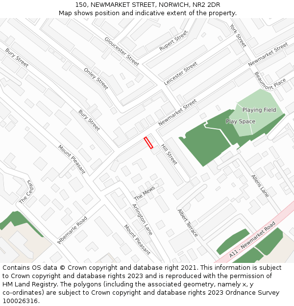 150, NEWMARKET STREET, NORWICH, NR2 2DR: Location map and indicative extent of plot
