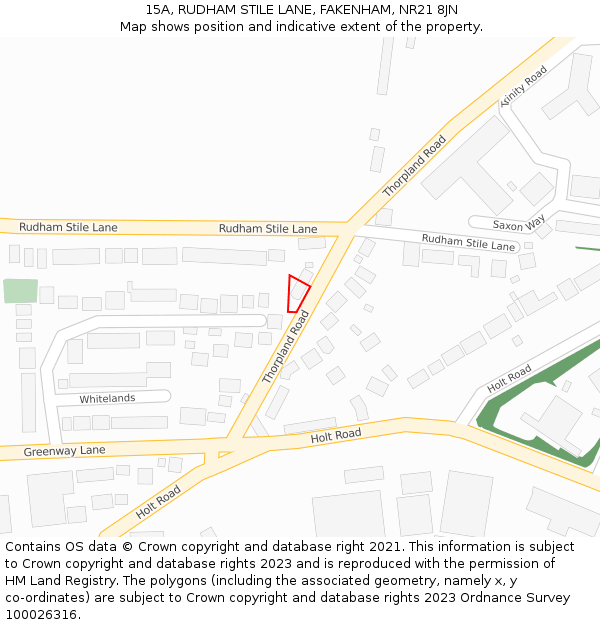 15A, RUDHAM STILE LANE, FAKENHAM, NR21 8JN: Location map and indicative extent of plot