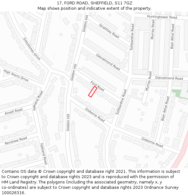 17, FORD ROAD, SHEFFIELD, S11 7GZ: Location map and indicative extent of plot