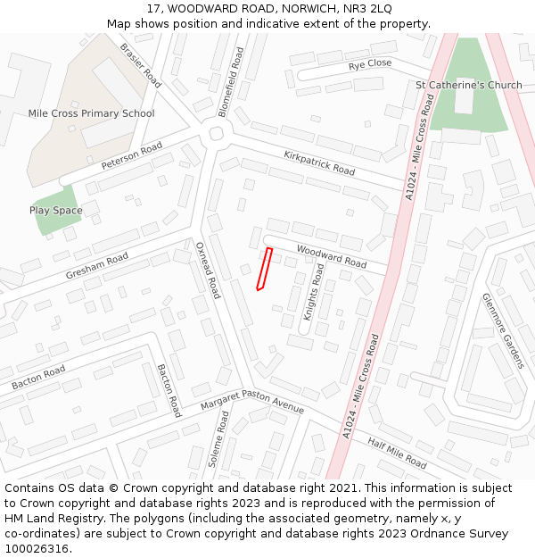 17, WOODWARD ROAD, NORWICH, NR3 2LQ: Location map and indicative extent of plot