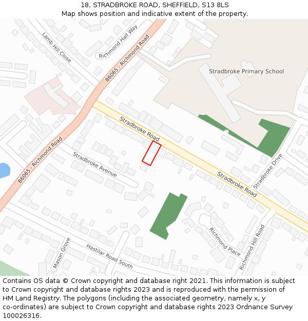 18, STRADBROKE ROAD, SHEFFIELD, S13 8LS: Location map and indicative extent of plot
