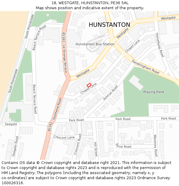 18, WESTGATE, HUNSTANTON, PE36 5AL: Location map and indicative extent of plot