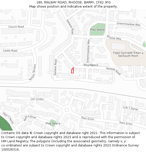 180, RAILWAY ROAD, RHOOSE, BARRY, CF62 3FG: Location map and indicative extent of plot