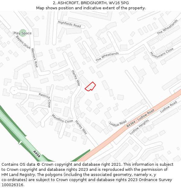 2, ASHCROFT, BRIDGNORTH, WV16 5PG: Location map and indicative extent of plot
