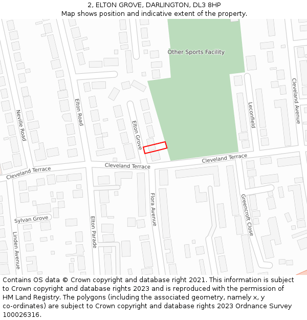 2, ELTON GROVE, DARLINGTON, DL3 8HP: Location map and indicative extent of plot