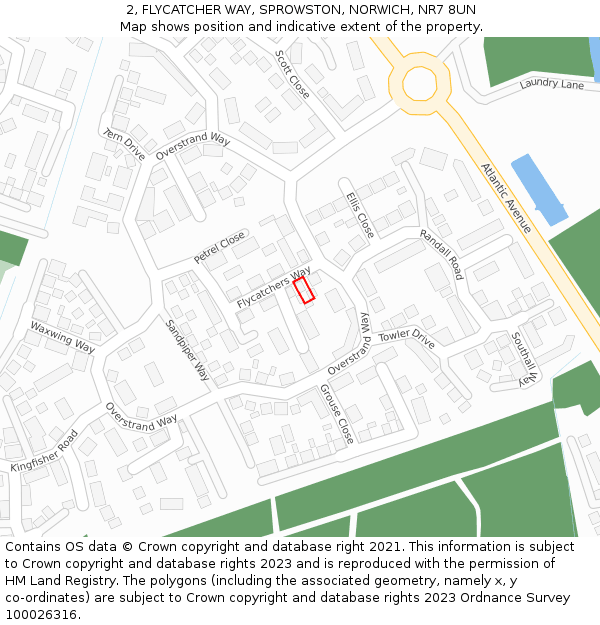 2, FLYCATCHER WAY, SPROWSTON, NORWICH, NR7 8UN: Location map and indicative extent of plot