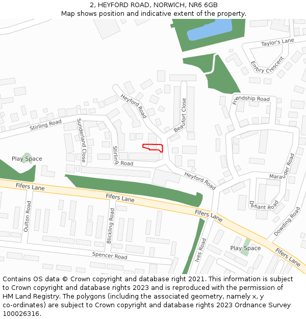2, HEYFORD ROAD, NORWICH, NR6 6GB: Location map and indicative extent of plot