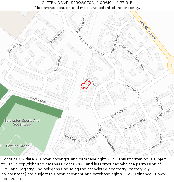 2, TERN DRIVE, SPROWSTON, NORWICH, NR7 8LR: Location map and indicative extent of plot