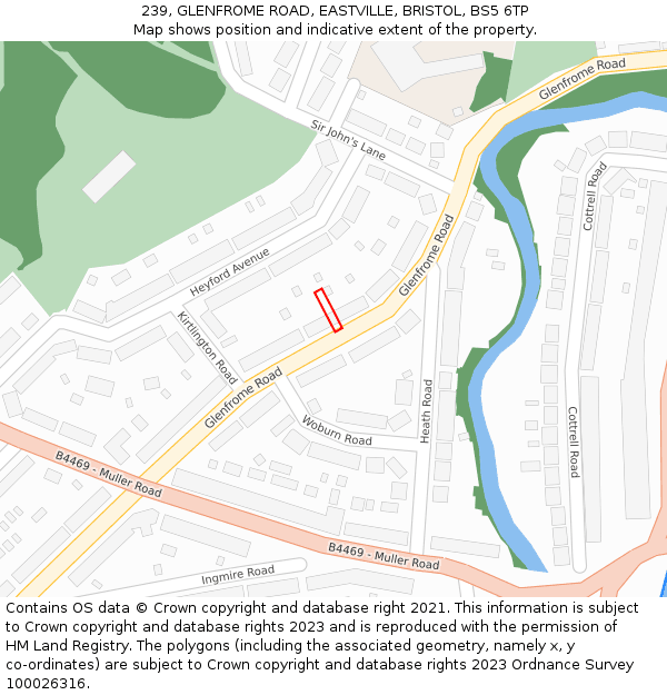 239, GLENFROME ROAD, EASTVILLE, BRISTOL, BS5 6TP: Location map and indicative extent of plot