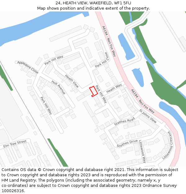 24, HEATH VIEW, WAKEFIELD, WF1 5FU: Location map and indicative extent of plot