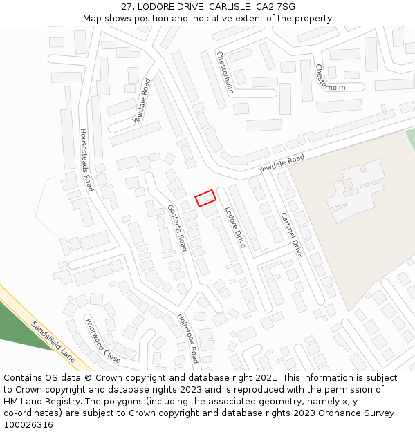 27, LODORE DRIVE, CARLISLE, CA2 7SG: Location map and indicative extent of plot