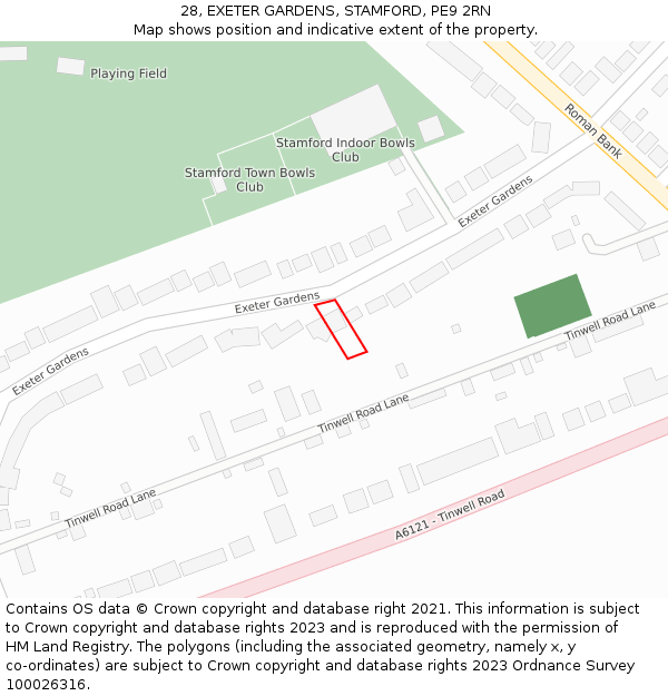 28, EXETER GARDENS, STAMFORD, PE9 2RN: Location map and indicative extent of plot