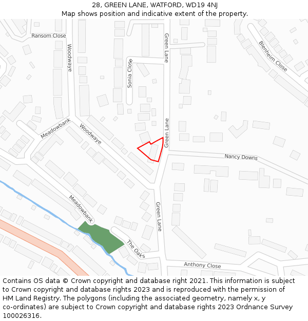 28, GREEN LANE, WATFORD, WD19 4NJ: Location map and indicative extent of plot
