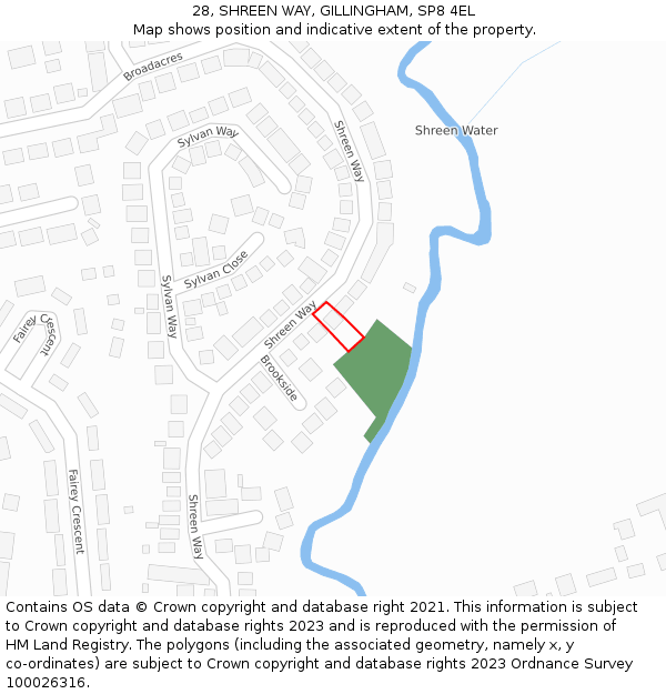 28, SHREEN WAY, GILLINGHAM, SP8 4EL: Location map and indicative extent of plot