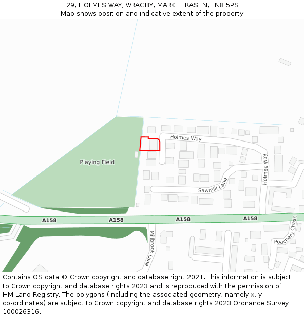 29, HOLMES WAY, WRAGBY, MARKET RASEN, LN8 5PS: Location map and indicative extent of plot