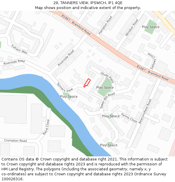 29, TANNERS VIEW, IPSWICH, IP1 4QE: Location map and indicative extent of plot