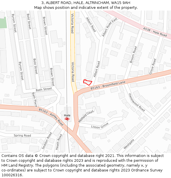 3, ALBERT ROAD, HALE, ALTRINCHAM, WA15 9AH: Location map and indicative extent of plot