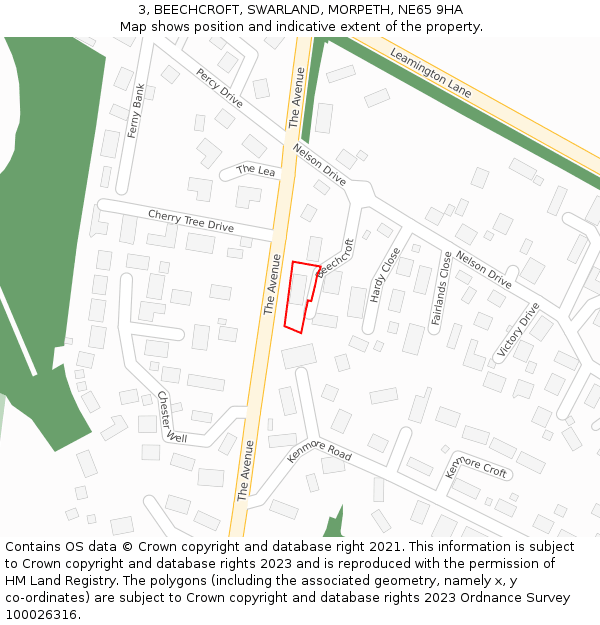 3, BEECHCROFT, SWARLAND, MORPETH, NE65 9HA: Location map and indicative extent of plot