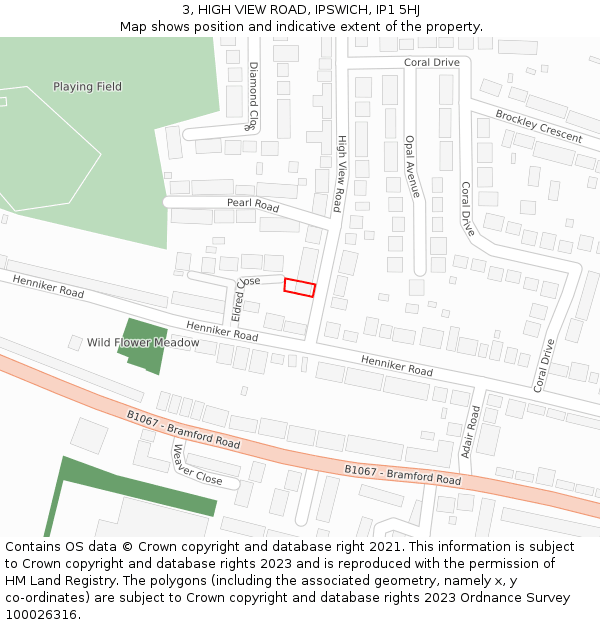 3, HIGH VIEW ROAD, IPSWICH, IP1 5HJ: Location map and indicative extent of plot