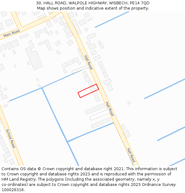 30, HALL ROAD, WALPOLE HIGHWAY, WISBECH, PE14 7QD: Location map and indicative extent of plot