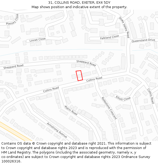 31, COLLINS ROAD, EXETER, EX4 5DY: Location map and indicative extent of plot