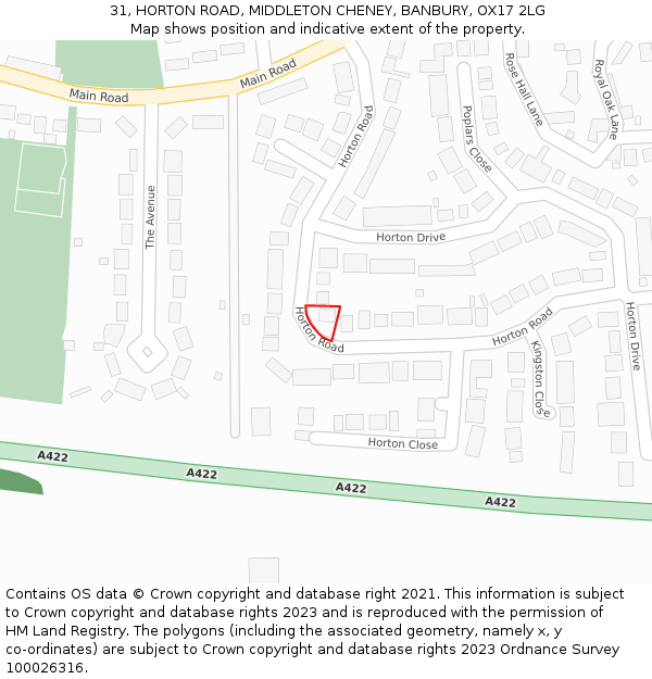 31, HORTON ROAD, MIDDLETON CHENEY, BANBURY, OX17 2LG: Location map and indicative extent of plot