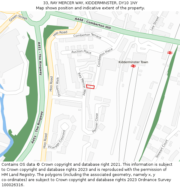 33, RAY MERCER WAY, KIDDERMINSTER, DY10 1NY: Location map and indicative extent of plot