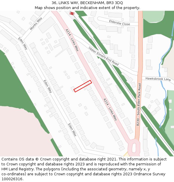 36, LINKS WAY, BECKENHAM, BR3 3DQ: Location map and indicative extent of plot