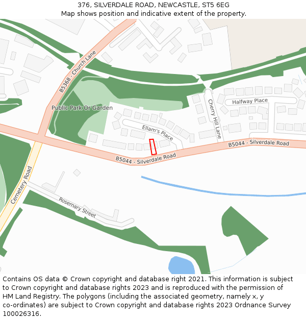 376, SILVERDALE ROAD, NEWCASTLE, ST5 6EG: Location map and indicative extent of plot