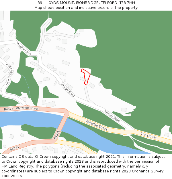 39, LLOYDS MOUNT, IRONBRIDGE, TELFORD, TF8 7HH: Location map and indicative extent of plot