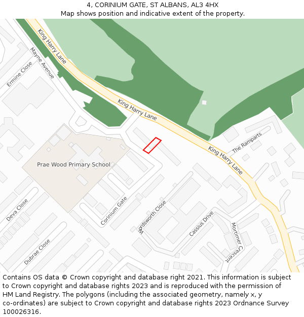 4, CORINIUM GATE, ST ALBANS, AL3 4HX: Location map and indicative extent of plot
