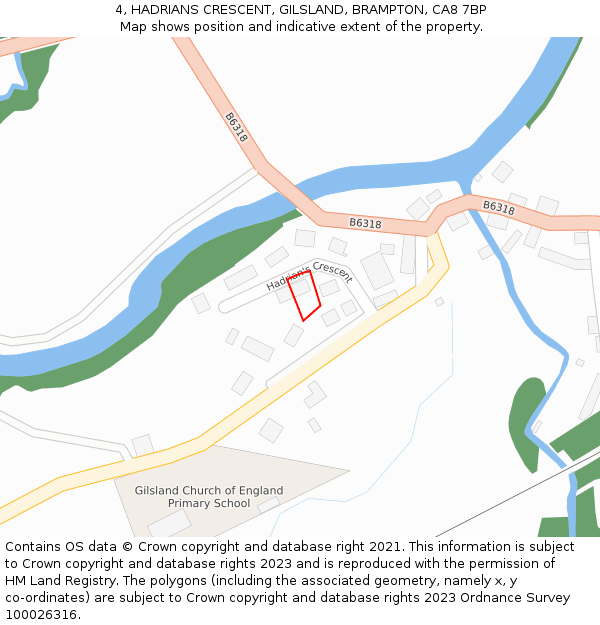 4, HADRIANS CRESCENT, GILSLAND, BRAMPTON, CA8 7BP: Location map and indicative extent of plot