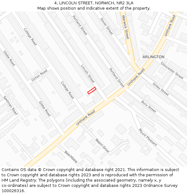 4, LINCOLN STREET, NORWICH, NR2 3LA: Location map and indicative extent of plot