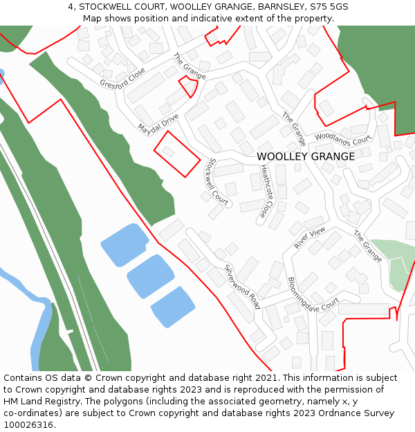 4, STOCKWELL COURT, WOOLLEY GRANGE, BARNSLEY, S75 5GS: Location map and indicative extent of plot
