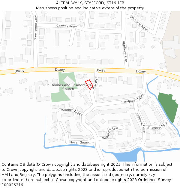 4, TEAL WALK, STAFFORD, ST16 1FR: Location map and indicative extent of plot