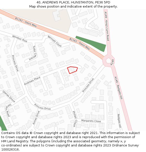 40, ANDREWS PLACE, HUNSTANTON, PE36 5PD: Location map and indicative extent of plot