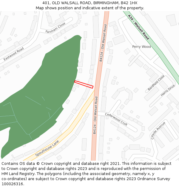 401, OLD WALSALL ROAD, BIRMINGHAM, B42 1HX: Location map and indicative extent of plot